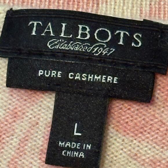 Talbots NWOT Pink and Cream 100% Cashmere Floral Cardigan Size Large - Picture 3 of 7